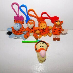Lot 5 VTG Disney Winnie the Pooh McDonalds Tigger Movie Plush Backpack Clips